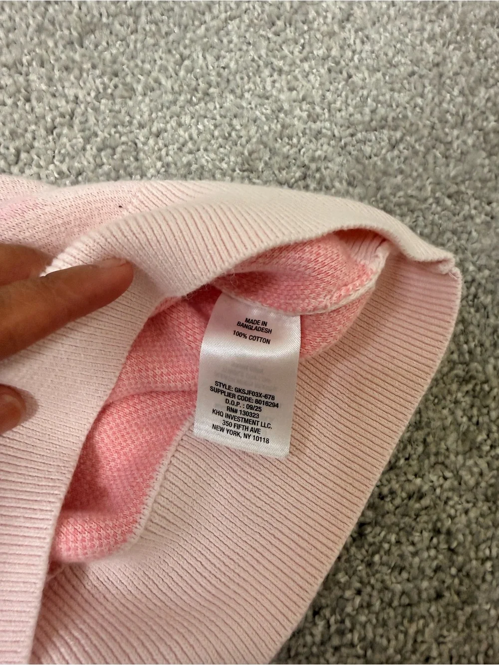 GAP Light Pink Sweater with Coral & Blush Hearts